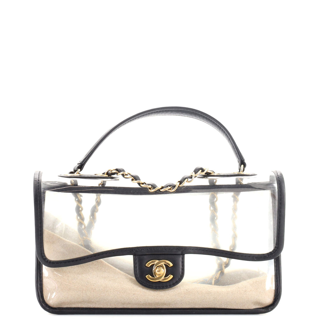 Chanel Sand By The Sea Flap Bag PVC with Lambskin Medium Black 14523312