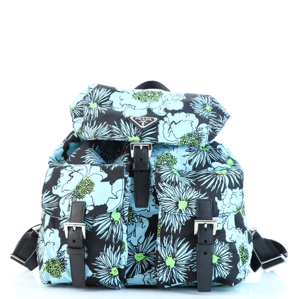 Prada Double Front Pocket Backpack Printed Tessuto Medium  display picture 1