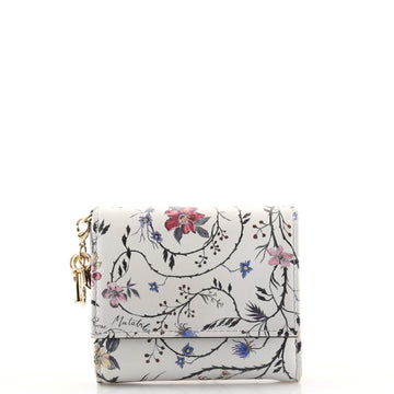 Christian Dior Lady Dior Flap Wallet Printed Leather Mini