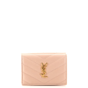 Saint Laurent Monogram Trifold Wallet Matelasse Chevron Leather Compact