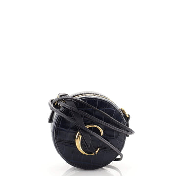 Chloe C Circle Crossbody Bag Crocodile Embossed Leather Mini