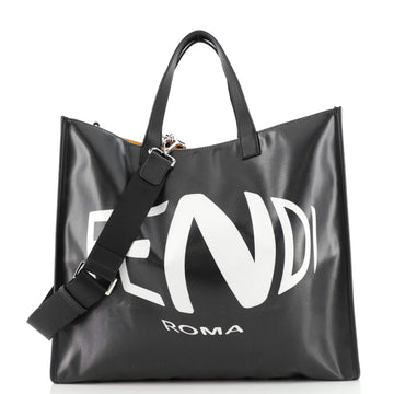 Fendi Logo Shopper Tote Vertigo Coated Canvas Large