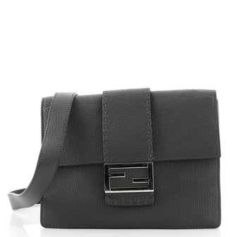 Fendi Flat Baguette Crossbody Bag Leather Medium