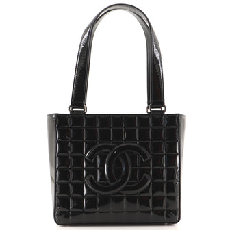 Chanel Chocolate Bar CC Tote Quilted Patent Small