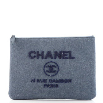 Chanel Deauville Pouch Denim with Sequins Medium