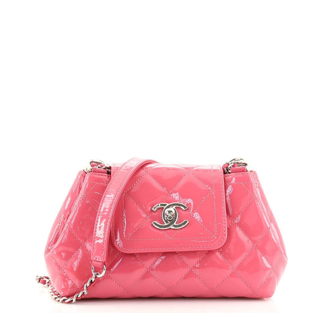 Chanel Coco Shine Accordion Flap Bag Quilted Patent Mini Pink 14523325