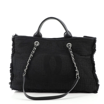 Chanel Double Face Deauville Tote Fringe Quilted Canvas Medium
