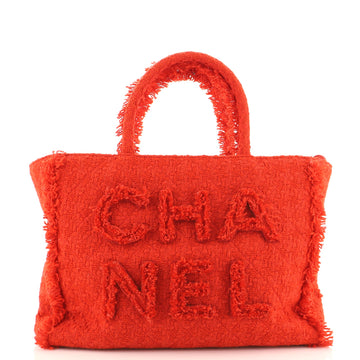 Chanel Giant Logo Shopping Bag Quilted Tweed Medium