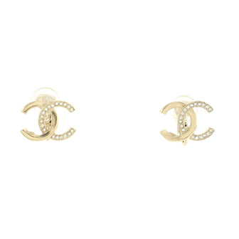 Chanel CC Clip-On Earrings Metal with Crystals and Faux Pearl