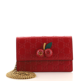 Gucci Cherries Wallet on Chain Guccissima Leather Mini