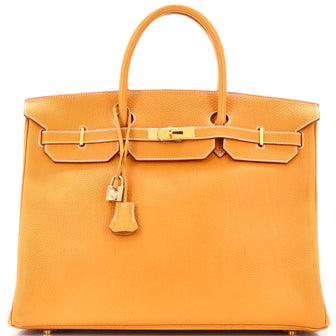 Hermes Birkin Handbag Brown Fjord with Gold Hardware 40
