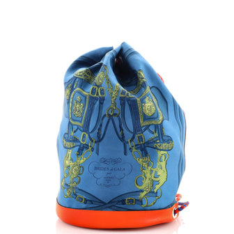 Hermes Soie Cool Handbag Printed Silk and Calfskin Medium