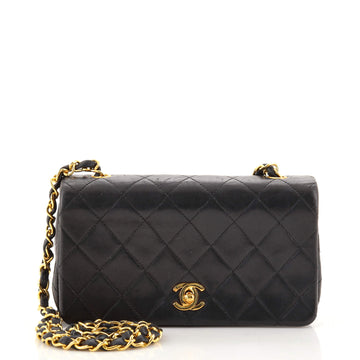 Chanel Vintage Full Flap Bag Quilted Lambskin Mini