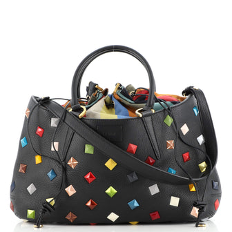 Fendi B. Fab Convertible Tote Studded Leather Medium