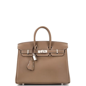 Birkin Handbag Etoupe Swift with Palladium Hardware 25