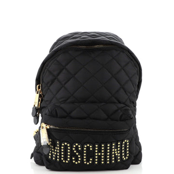 Moschino Logo Backpack Studded Quilted Nylon Medium