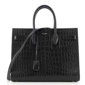 Saint Laurent Sac de Jour NM Bag Crocodile Embossed Leather Small