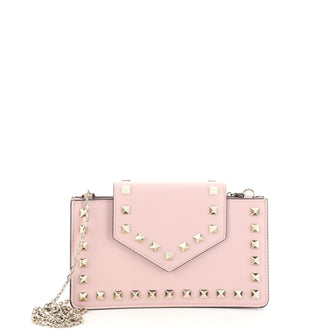 Valentino Rockstud Chain Phone Case Leather