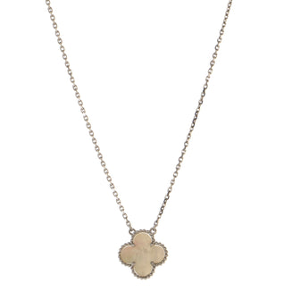 Van Cleef & Arpels Vintage Alhambra Pendant Necklace 18K White Gold and Mother of Pearl
