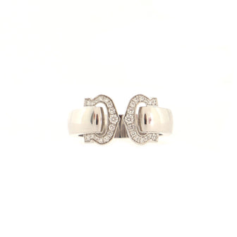 Cartier Vintage C de Cartier Ring 18K White Gold with Diamonds