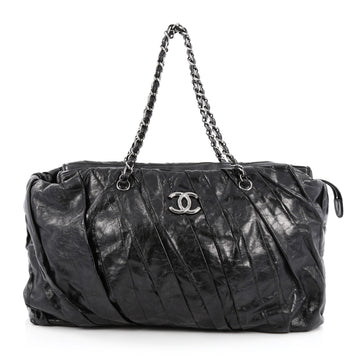 Chanel Twisted Tote Glazed Calfskin East West Black