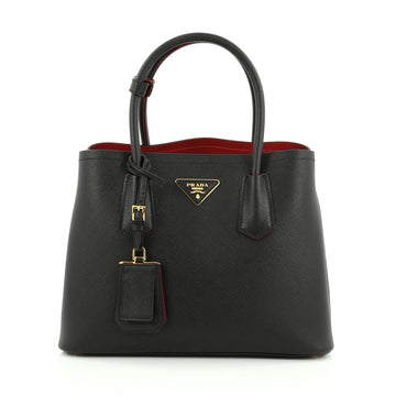 Prada Cuir Double Tote Saffiano Leather Small Black