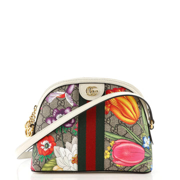 Gucci Ophidia Dome Shoulder Bag Flora GG Coated Canvas Small