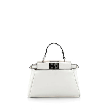 Fendi Peekaboo Handbag Leather Micro White
