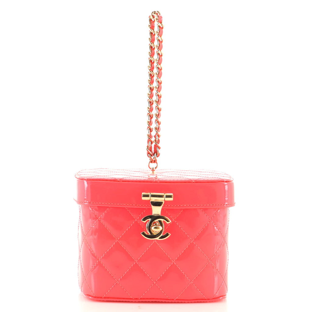 Chanel Makeup Case Minaudiere Quilted Patent Mini Pink 145418106