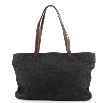 Chanel Vintage CC Logo Tote Denim Large