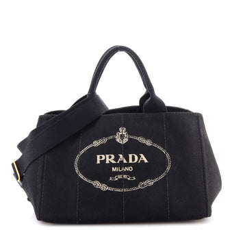 Prada Canapa Convertible Tote Canvas Medium