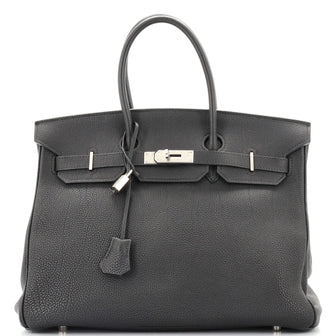 Hermes Birkin Handbag Black Togo with Palladium Hardware 35
