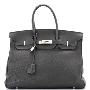 Hermes Birkin Handbag Black Togo with Palladium Hardware 35