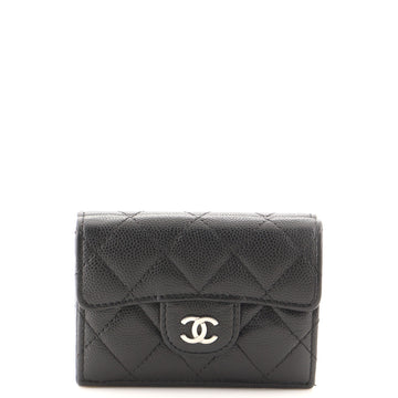Chanel Trifold Classic Flap Wallet Quilted Caviar Small