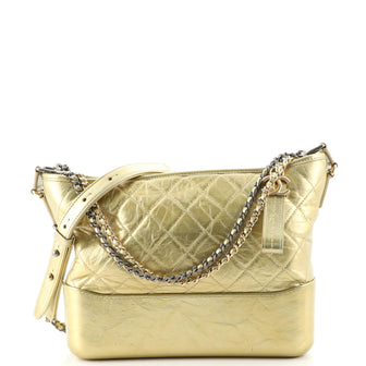 Chanel Gabrielle Hobo Quilted Metallic Aged Calfskin Medium
