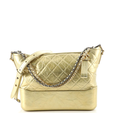 Chanel Gabrielle Hobo Quilted Metallic Aged Calfskin Medium