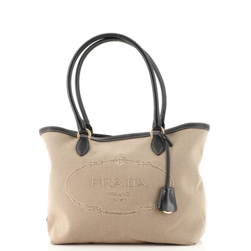 Prada Logo Open Tote Canvas Medium