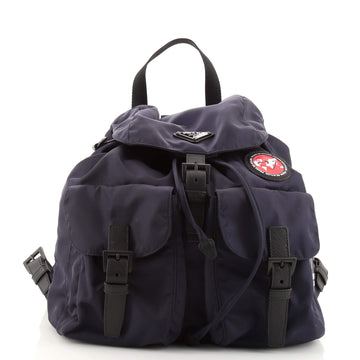 Prada Double Front Pocket Backpack Re-Nylon with Applique Medium