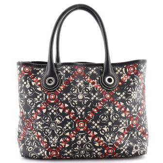 Chanel Optic Coco Tote Printed Coated Canvas with Caviar Small