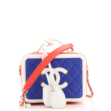 Chanel Filigree Vanity Case Quilted Caviar Small