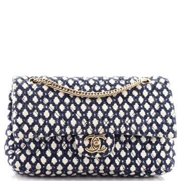 Chanel Vintage Classic Double Flap Bag Quilted Tweed Medium