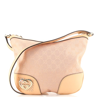 Gucci Lovely Heart Interlocking G Crossbody Bag GG Canvas with Leather