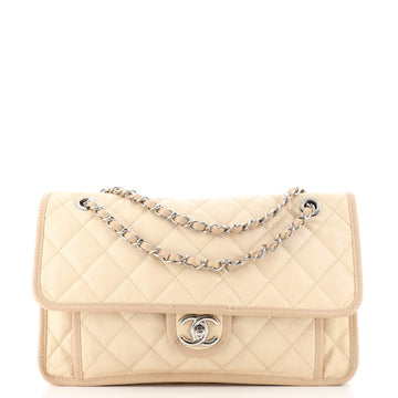 Chanel French Riviera Flap Bag Quilted Caviar Large