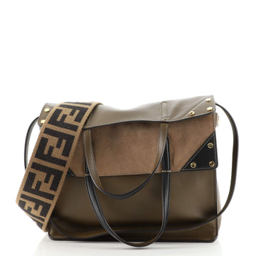 Fendi Flip Tote Leather and Suede Regular