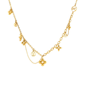 LOUIS VUITTON Metal Blooming Strass Necklace Gold 1278265