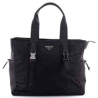 Prada Buckle Zip Tote Tessuto Large