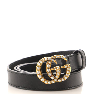 Gucci Pearly GG Marmont Belt Leather Thin