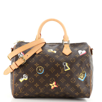Louis Vuitton Speedy Bandouliere Bag Limited Edition Love Lock Monogram Canvas 30