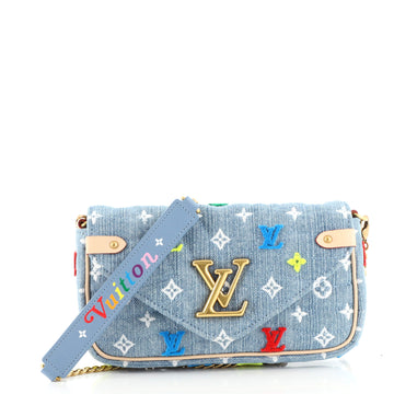Louis Vuitton New Wave Chain Pochette Monogram Embroidered Quilted Denim
