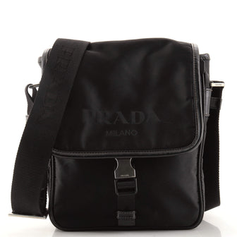 Prada Logo Flap Messenger Bag Tessuto Small